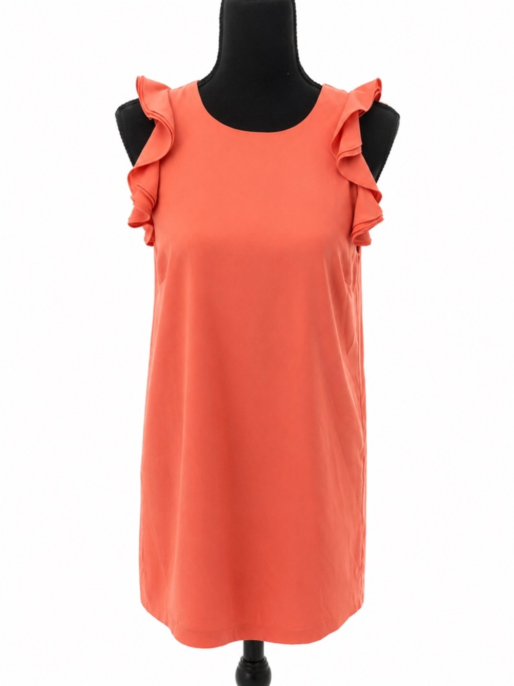 Naked Zebra Coral Ruffle-Sleeve Mini Dress